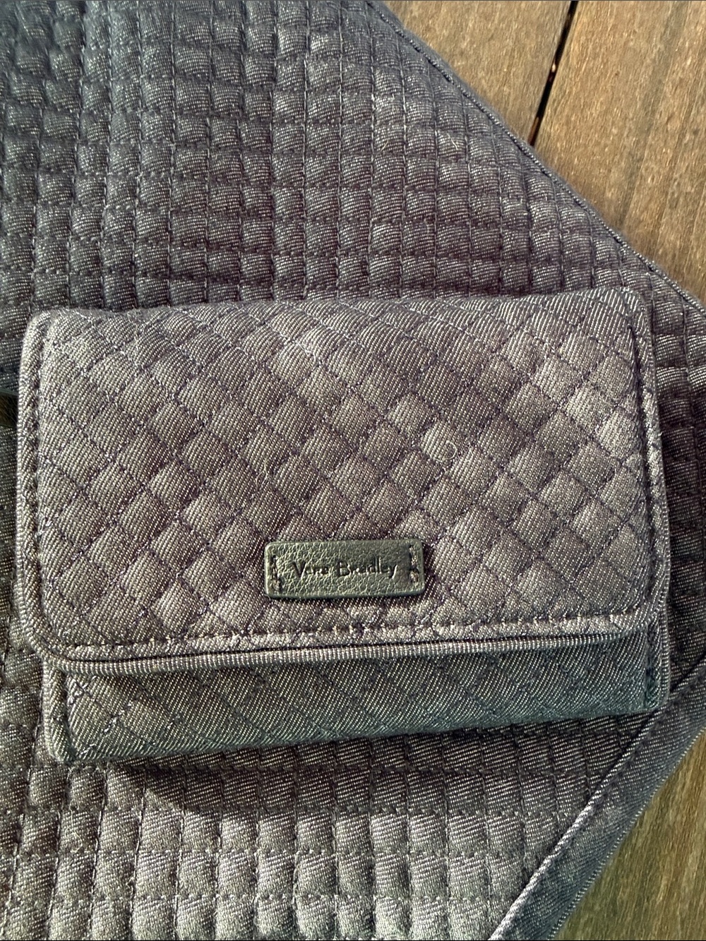 Vera Bradley Quilted Navy Fold-Over Wallet